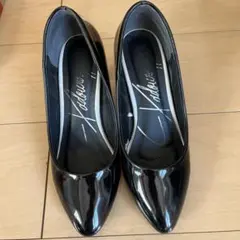 滑り止め付き黒 ポインテッドトゥ ハイヒールパンプス