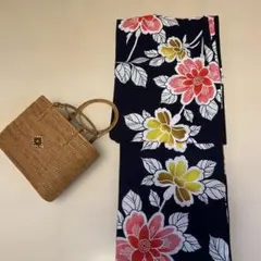 Kansai 山本寛斎 浴衣 ネイビー 花柄 ラメ - メルカリ