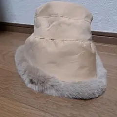 コ*ん様 ベージュ ファー付き バケットハット