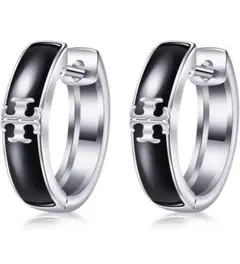 ピアス メンズ レディース 人気 シルバー925 フープピアス 黒