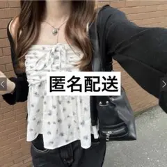 GRL 花柄キャミソール×シアーカーディガンアンサンブル ks112 ブラック