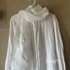 no.15d花柄刺繍♡ホワイト♡linen♡お洒落アイテム♡紫外線対策、冷房対策