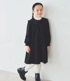 ショパン　120 ワンピース　ブラック　お呼ばれ　冠婚葬祭　発表会　襟　長袖