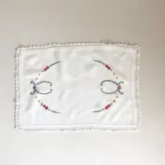 【フランス】アンティーククロス 刺繍【ビンテージ】