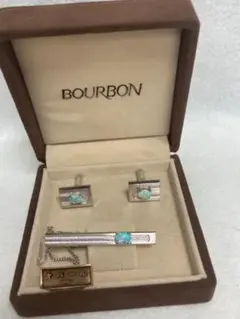 BOURBON シルバー カフリンクス タイバー セット　オパール