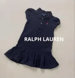 RALPHLAURENラルフローレンベビーフリル半袖ワンピースネイビー8090