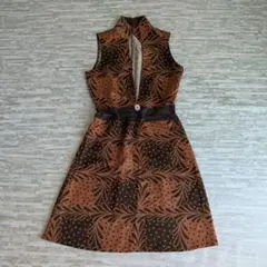 Vintage 総柄 ワンピース 日本製 レトロ クラシック ウエストマーク