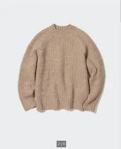 ローゲージモックネックセーター　UNIQLO ベージュ　Mサイズ
