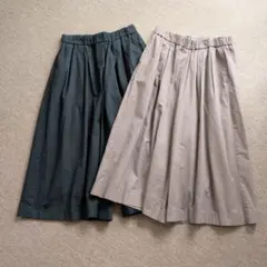 レプシィム ウエストゴム タック入り フレア ガウチョパンツ 2色セット