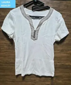 LAURA ASHLEY 半袖Tシャツ ホワイト 刺繍 M