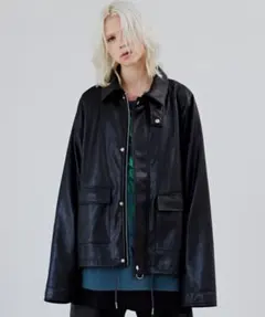 CASPER JOHN AIVER　ラグラン ビッグ Gジャン オーバーサイズ デニムジャケット ジージャン Levi's vetements ブラック  CASPER JOHN AIVER ナイロンフリースジップブルゾン