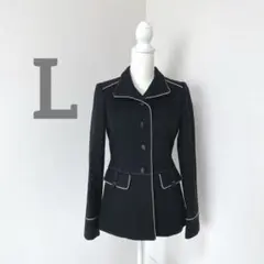 ブラック ジャケット パイピング 上品 きれいめ 美シルエット　アフターオール