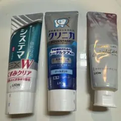 ライオン 歯磨き粉 3本セット システマ、クリニカ、Lightee（残9割）
