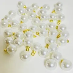 ハンドメイド パールチャーム パーツ ホワイト ゴールド 42個セット