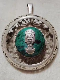 ペルー シルバー925 ヴィンテージブローチ　2way　ターコイズ