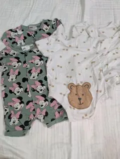 双子用 묶음 판매 H&M ベビー ロンパース 2点セット ミニー くま