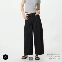 UNIQLO　バレル　カーゴパンツ　丈長め　Sサイズ　ブラックのサムネイル