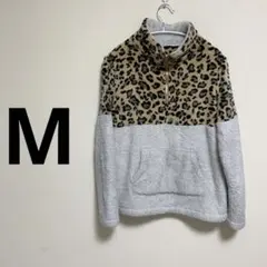 美品✨　レオパード柄 フリースジャケット ハーフジップ　M