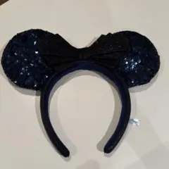 ネイビー スパンコール ヘアバンド