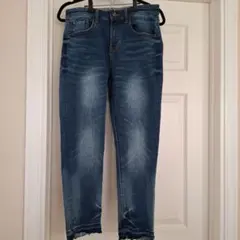 イェッカヴェッカ　ダークブルー スキニーデニム　インディゴ　切りっぱなし