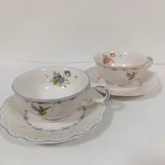 NIKKOニッコー　ティーカップ ソーサー 2客セット 花柄 ドット