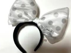 ディズニー カチューシャ ミニー 水玉 ドット 白 ホワイト リボン