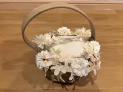 ハンドメイド ウェディング リングピロー 造花の花飾り付き