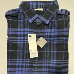 GU フランネルチェックシャツ M ブルー　新品未使用品