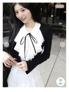 snidel Sustainableレイヤードラッフルニットプルオーバー