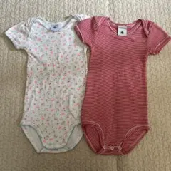 【2枚セット】プチバトー　半袖　ロンパース 24m　ボディ　肌着