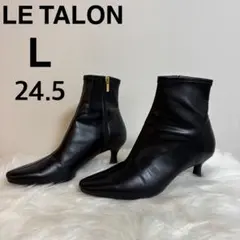 ルタロン ブラック ショートブーツ L 24.5 スクエアトゥ 6cmヒール
