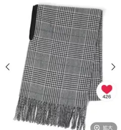 GLOBAL WORK　着られるマルチWAYストール　チャコールグレンチェック