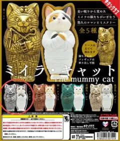 ミイラ・キャット　銀色×ハチワレ　ガチャガチャ　キタンクラブ　カプセルトイ　猫