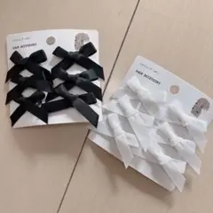 新品未使用　リボン　ヘアクリップ　ヘアピン　ホワイト　ブラック　ヘアアクセ