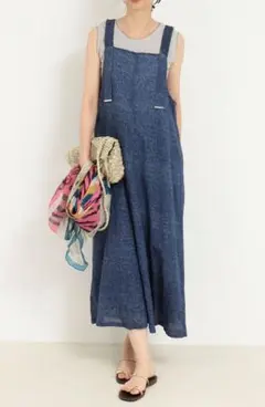 新品　ノーリーズ　VINTAGE DENIMプリント キャミワンピース
