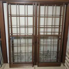 引取限定 雪見障子 木 扉 間仕切り 格子扉 和モダン 和インテリア 昭和レトロ