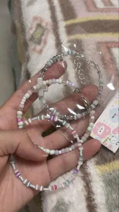 ハンドメイド パステルビーズブレスレットセット