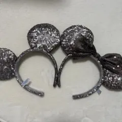 【２点セット】ディズニー カチューシャ スパンコール ミッキー　ミニー