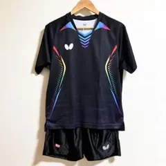 Butterfly 卓球ウェア 上下　Lサイズ　 ブラック/レインボー