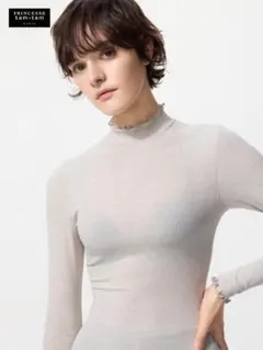 UNIQLO極暖ヒートテックカシミヤブレンドリブハイネックTライトグレーXL