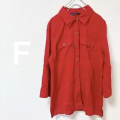 希少✨レッド ボタンアップシャツ　七分丈　赤