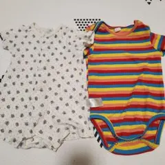 ロンパース2点セット 花柄・ストライプ