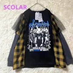 ScoLar ロックなアニマル柄 異素材切替2WAYロンT M 新品タグ付き
