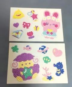 ビーズアートシール seria DAISO うさぎ ひつじ 完成品 2点セット