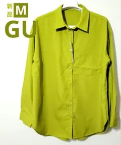 ‼週末セール‼ GU オーバーサイズ 長袖 シャツ (M, グリーン)