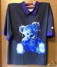 『TRAVAS TOKYO/トラバス トーキョー』チェック襟くまプリントTシャツ