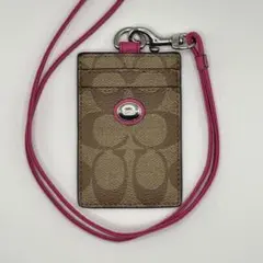 コーチ COACH パスケース・定期入れ ブラウン・ピンク（極美品）