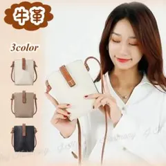 ショルダーバッグ スマホショルダー サコッシュ 本革 可愛い グレージュ