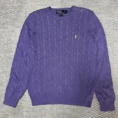 【美品】Ralph Lauren ケーブルニット シルク パープル 紫 L