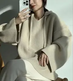 CLANE ／ WIDE HOOD KNIT TOPS